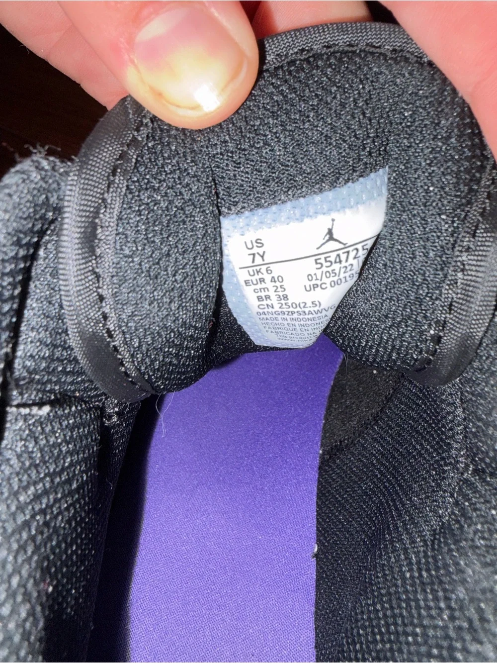 Jordan Kids Black, White & Purple High-Top Sneakers